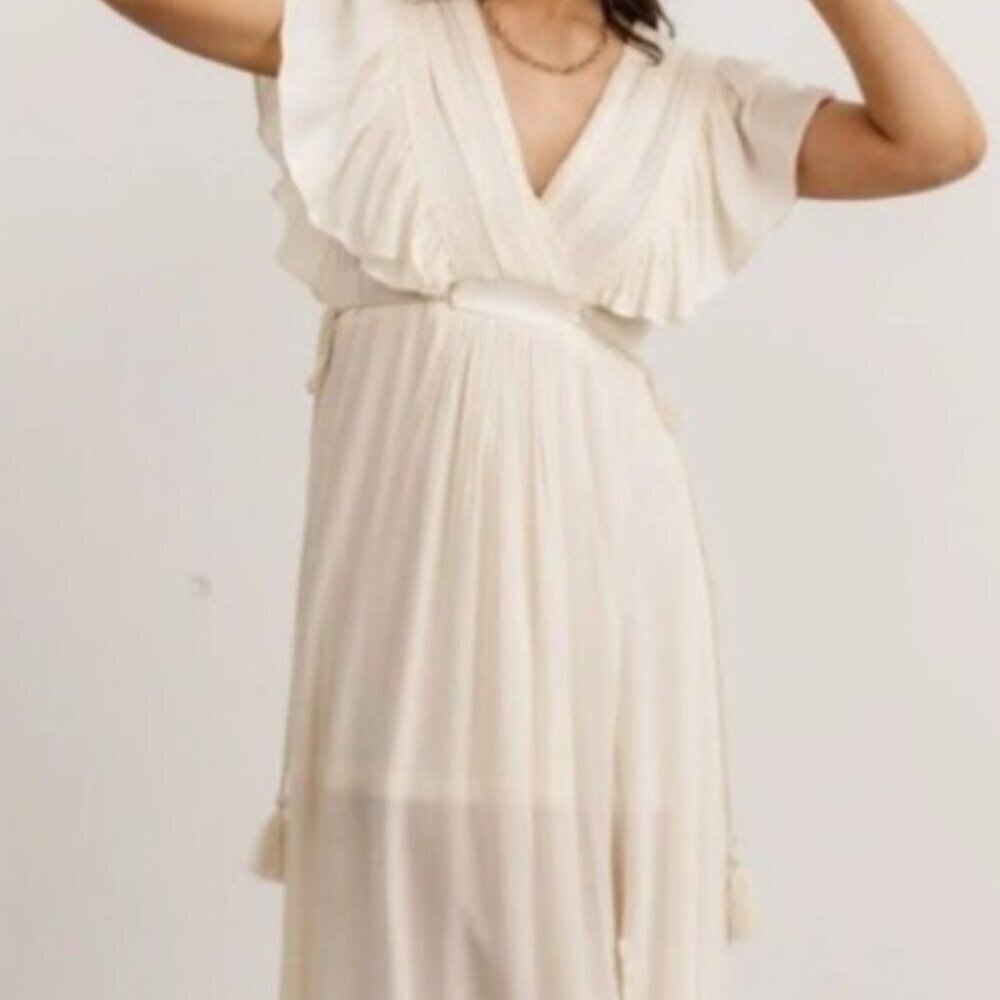Baltic Born Jennifer Ivory Deep V Maxi Dress